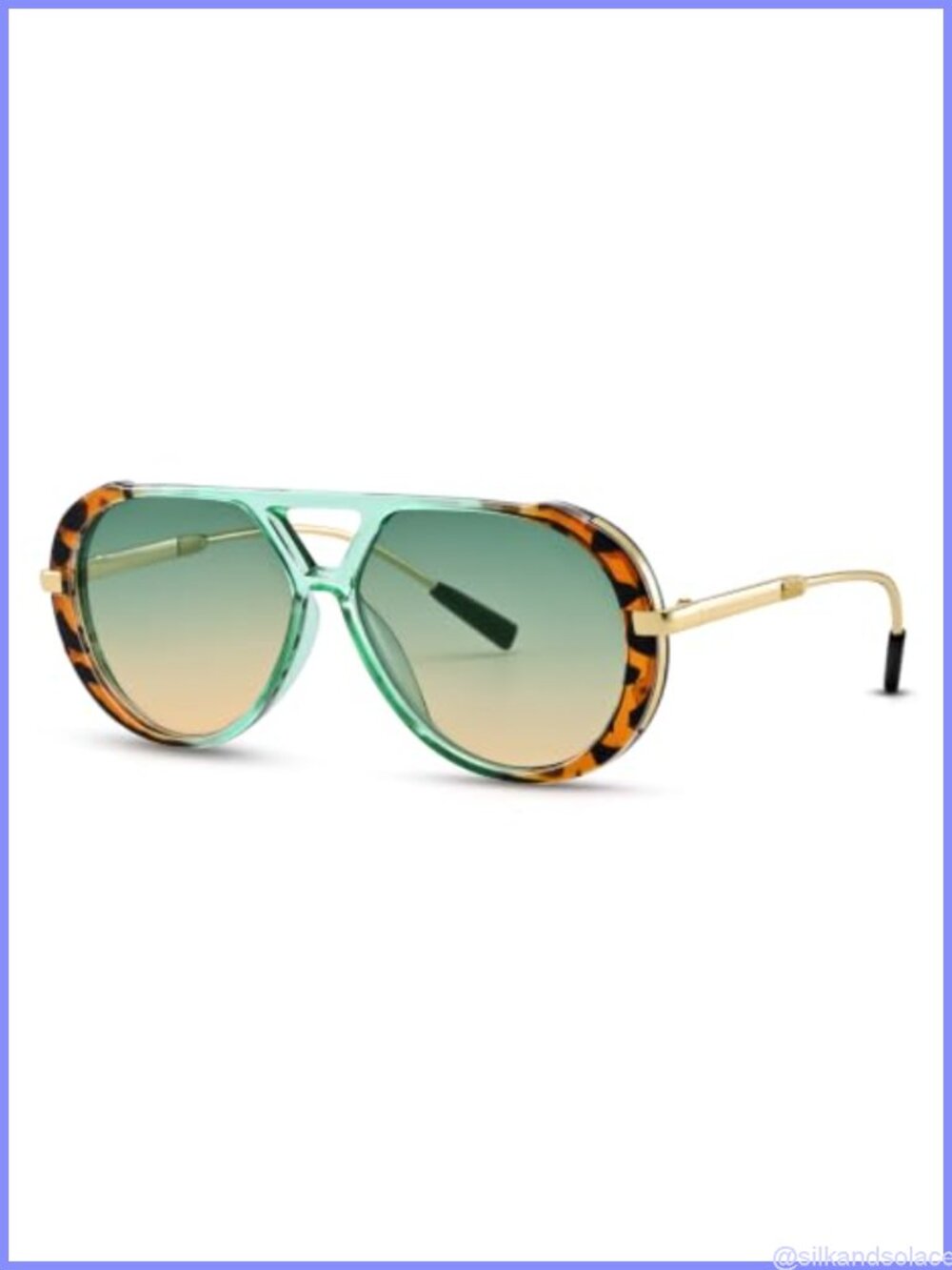 Oversized Retro Aviator Sunglasses Double Bridge UV Protection